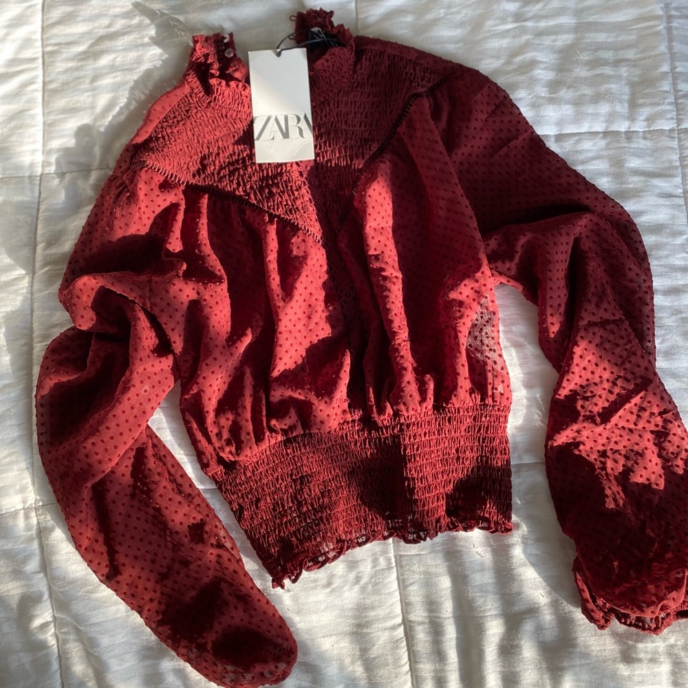 Never worn burgundy blouse from Zara